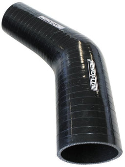 Aeroflow Performance 5mm Wall Thickness, 140mm Leg Gloss Black 45° Silicone Reducer / Expander Hose 4" (102mm) to 3-1/4" (82mm) I.D Autofit