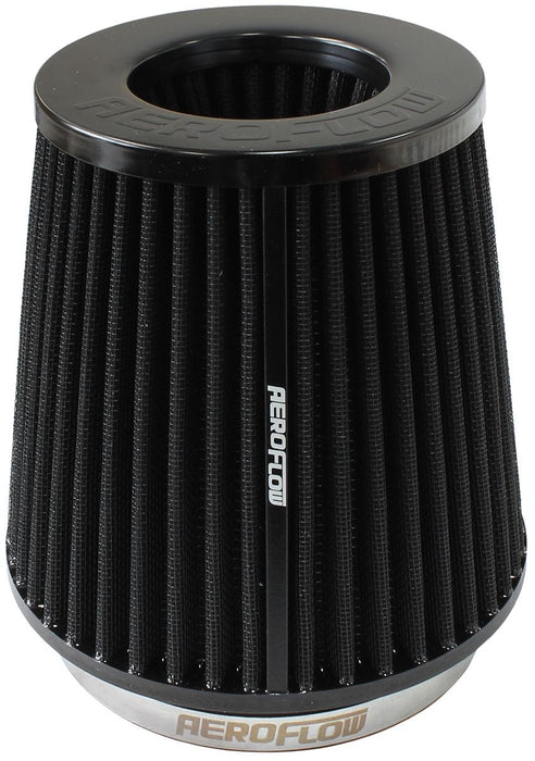 Aeroflow Performance 6" (153mm) High x 6-1/2" (165mm) Base O.D x 4.72" (120mm) Top O.D Universal 5" (127mm) Clamp-On Steel Top Inverted Tapered Pod Filter with Black E Autofit