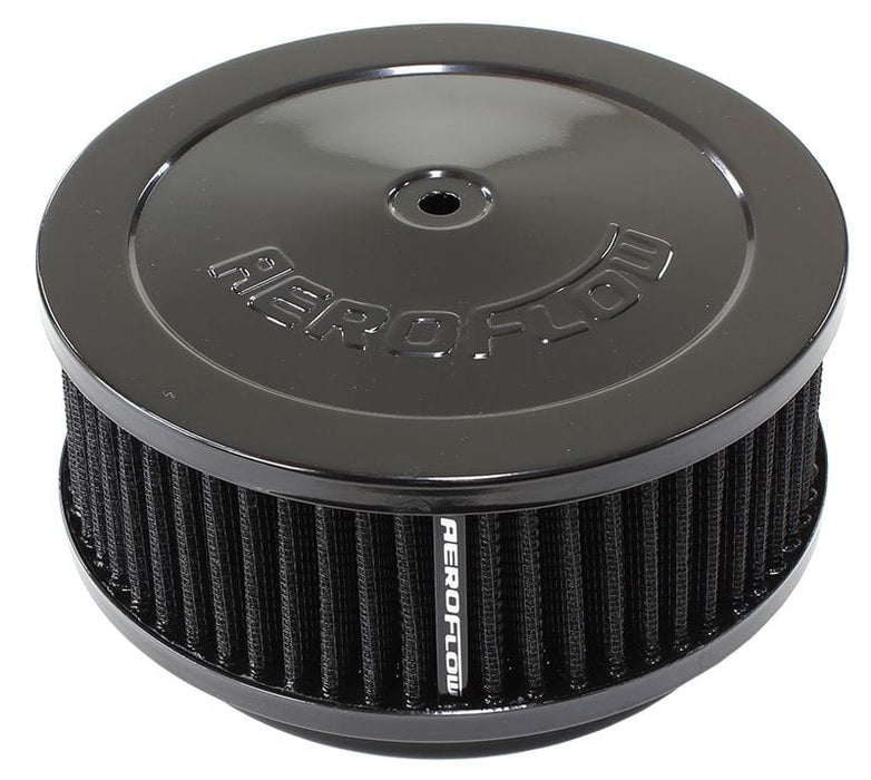 Aeroflow Performance 6-3/8" x 2-1/2", 5-1/8" neck, black washable cotton element Black Air Filter Assembly AF2251-1331 Autofit