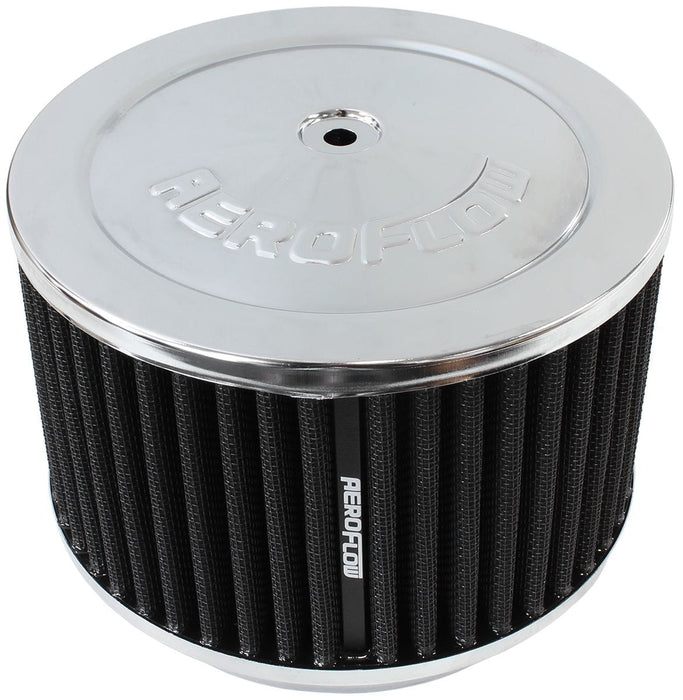 Aeroflow Performance 6-3/8" x 4", 5-1/8" neck, black washable cotton element Chrome Air Filter Assembly AF2851-3981 Autofit