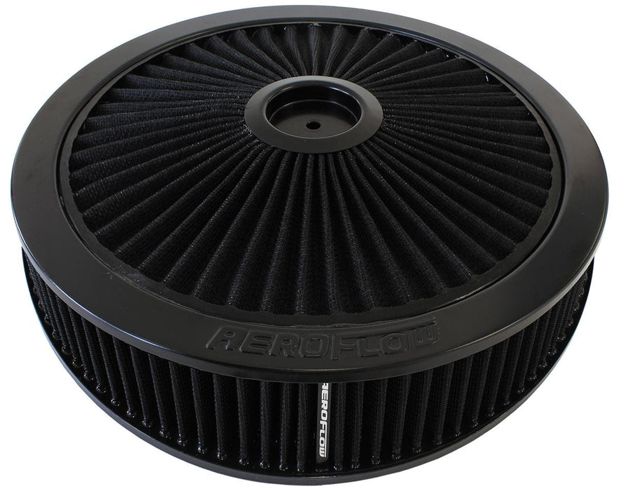Aeroflow Performance 7-5/16" neck, Flat Base with black washable cotton element Black Full Flow 14" x 4" Air Filter Assembly AF2251-3080 Autofit