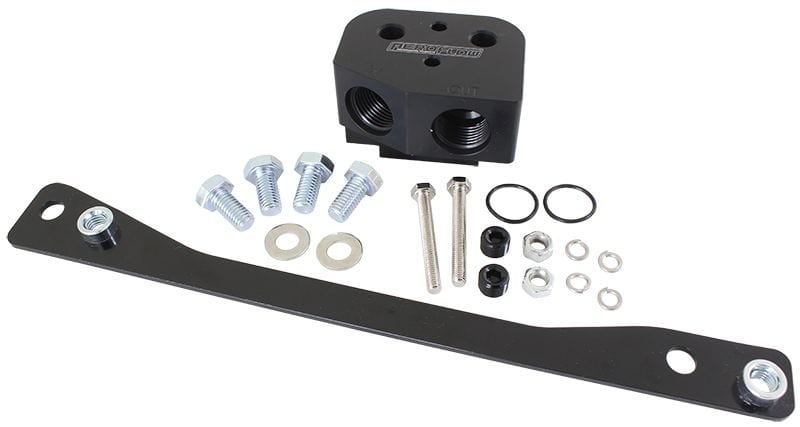 Aeroflow Performance -8 ORB Suit GM LS Series Engines Oil Cooler Adapter AF64-2114BLK Autofit