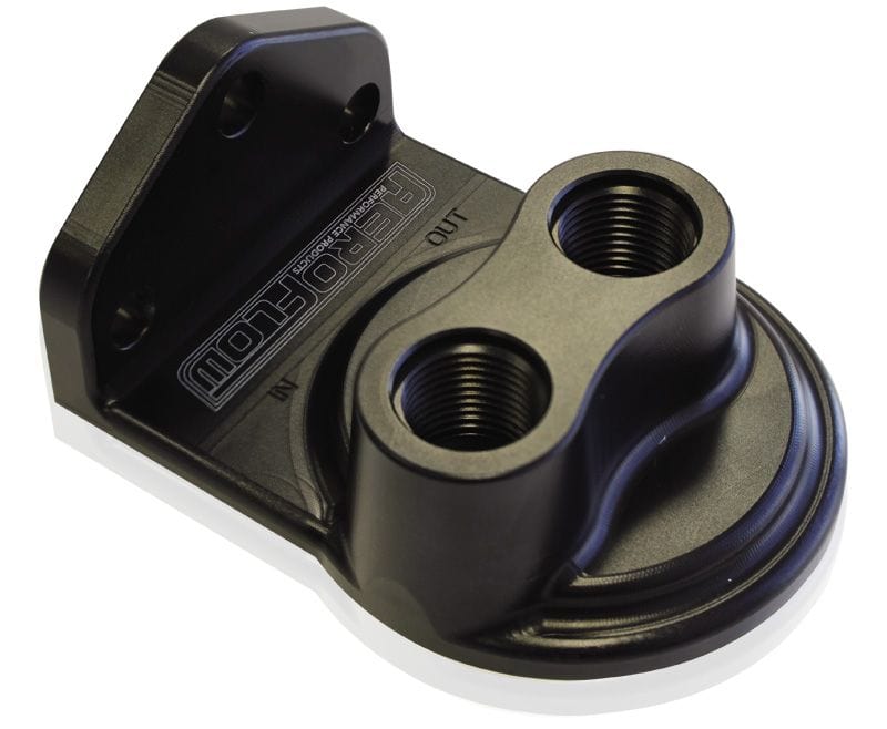 Aeroflow Performance -8 ORB Top entry, Black anodised finish, accepts filter with 3/4"-16 Billet Remote Oil Filter Head AF64-2075 Autofit