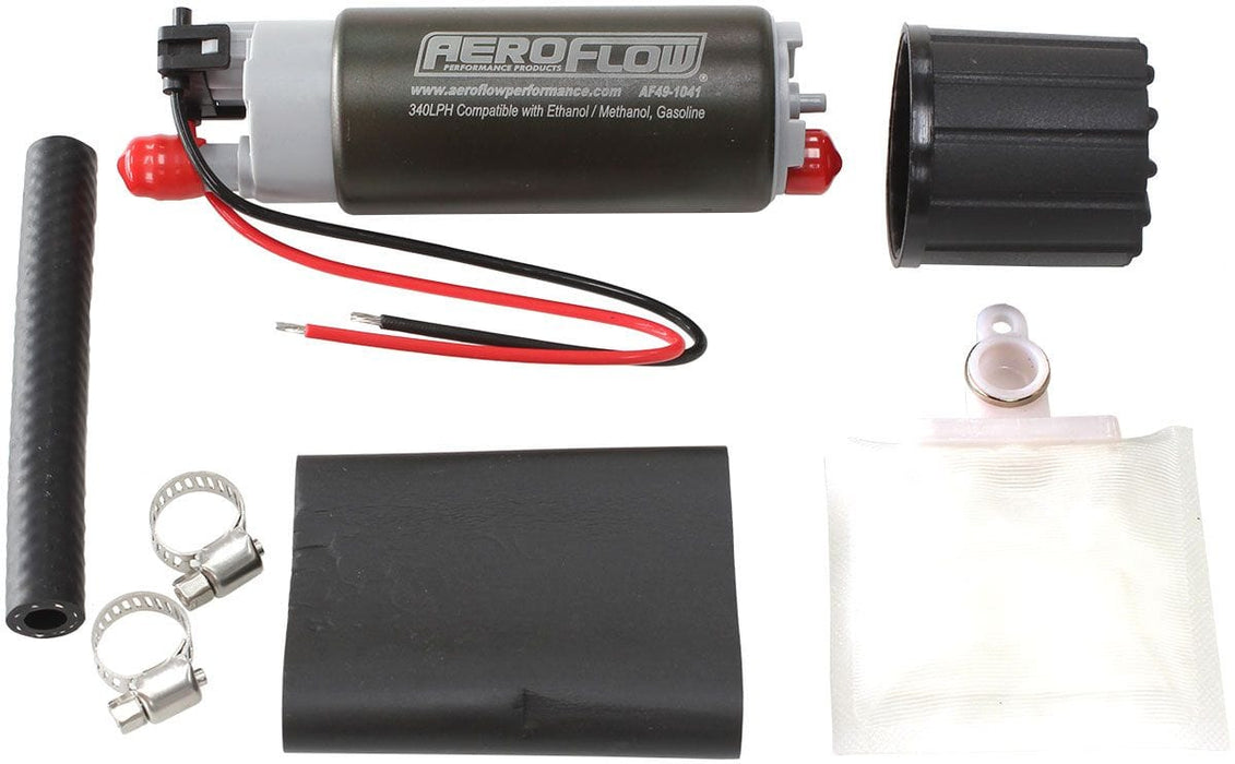 Aeroflow Performance 89.8 GPH (340 LPH) @ 43.5 Psi, Screen Inlet, 3/8" (9.6mm) Barb Outlet E85 340 LPH Hi-Flow In-Tank Pump AF49-1041 Autofit