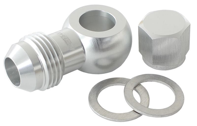 Aeroflow Performance -8AN, Includes Banjo Fitting & Cap 90° Fuel Pump Banjo Kit - Silver AF49-1035S Autofit