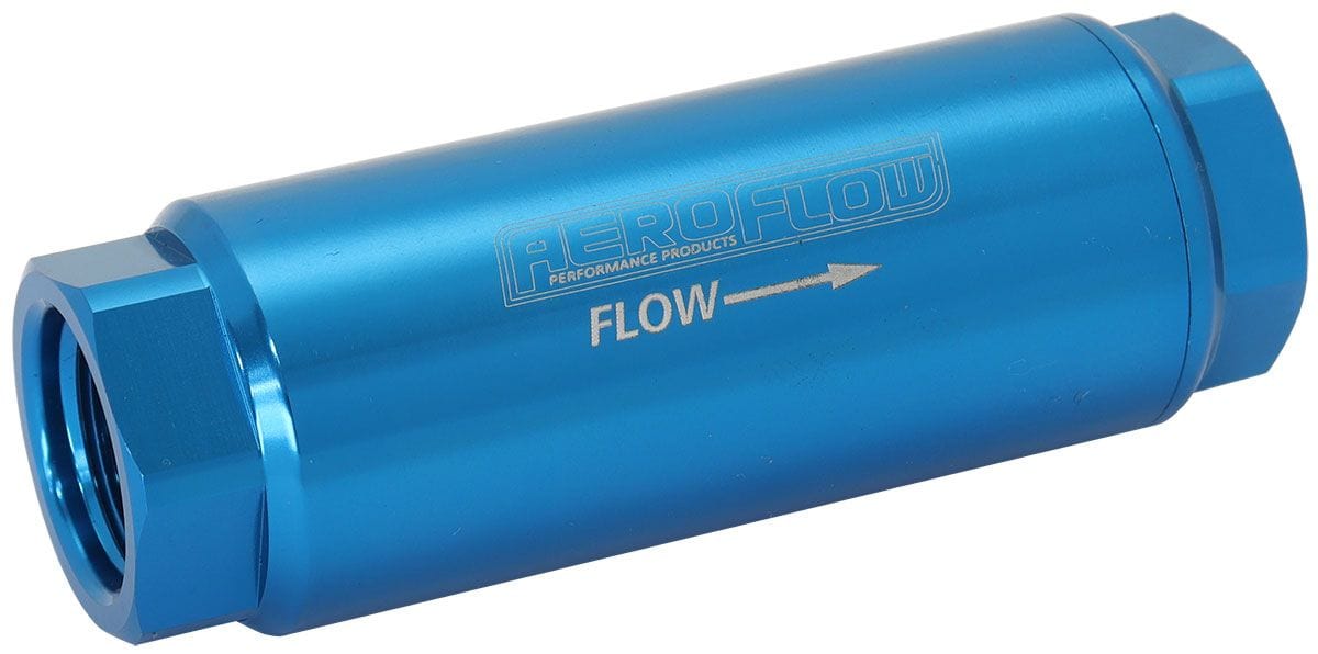 Aeroflow Performance -8AN ORB Inlet/Outlet Ports, 3-1/2" x 1-1/4" 40 Micron Pro Filter - Blue AF66-2042-40 Autofit