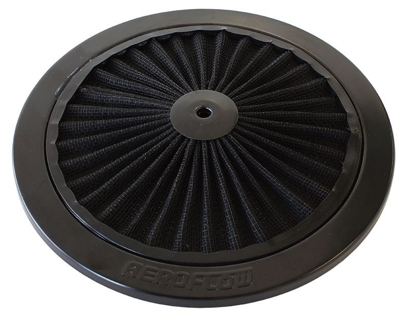 Aeroflow Performance 9" diameter, black washable cotton element Black Full Flow Air Filter Top Plate AF2251-0901 Autofit