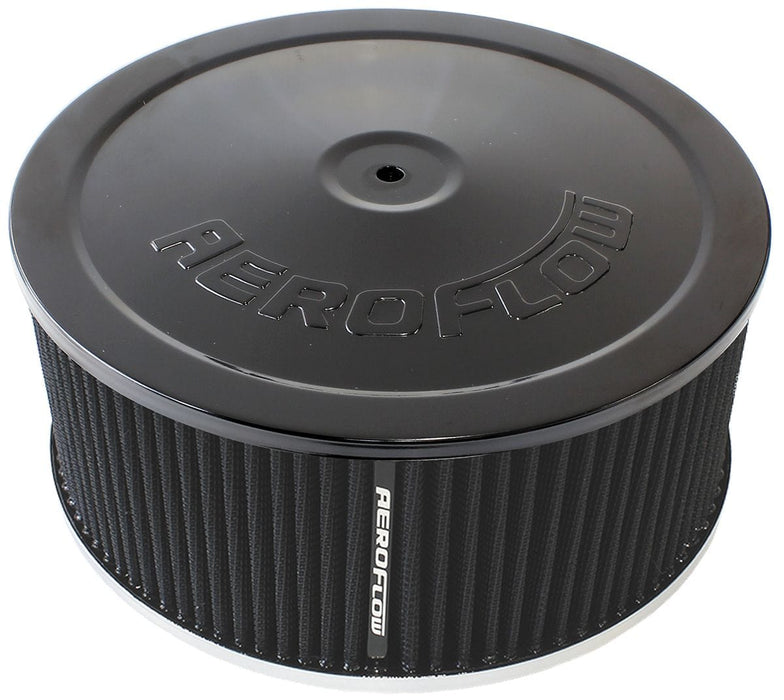 Aeroflow Performance 9" x 4", 7-5/16" neck,Flat Base with black washable cotton element Black Air Filter Assembly AF2251-1364 Autofit
