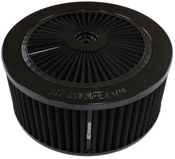 Aeroflow Performance 9" x 4", 7-5/16" neck,Flat Base with black washable cotton element Black Full Flow Air Filter Assembly AF2251-3154 Autofit