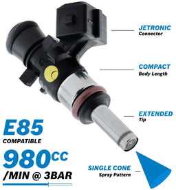 Aeroflow Performance 980 cc/min (89 lb/hr) @ 3 bar (43.5 psi) Bosch Motorsport 980cc EV14 Short JETRONIC Fuel Injector AF49-1907 Autofit