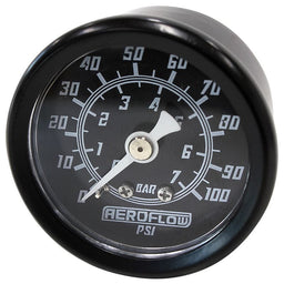 Aeroflow Performance Black Face, White Pointer, 1/8" NPT Male Thread 1-1/2" 100 psi Pressure Gauge AF30-2205 Autofit