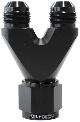 Aeroflow Performance Black Finish. 1 x -8AN Female, 2 x -6AN Male Billet U-Block with Female Flare AF146-08-06BLK Autofit