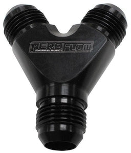 Aeroflow Performance Black Finish. 3 x -8AN Male Billet Y-Block AF930-08-08BLK Autofit
