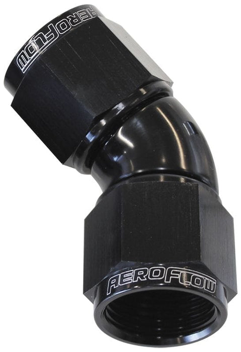 Aeroflow Performance Black Finish 45° Full Flow Female Coupler -10AN AF563-10BLK Autofit