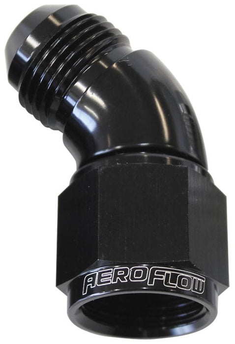 Aeroflow Performance Black Finish 45° Full Flow Female/Male Flare Swivel -10AN AF542-10BLK Autofit