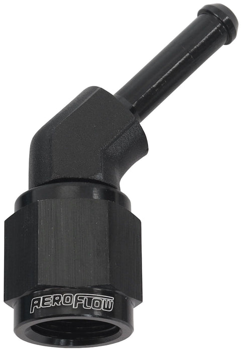 Aeroflow Performance Black Finish 45° Hose Barb 3/16" to -4AN AF412-04BLK Autofit