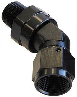 Aeroflow Performance Black Finish 45° NPT Swivel to Male AN Flare Adapter 3/8" to -8AN AF919-08-06BLK Autofit