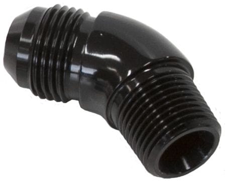 Aeroflow Performance Black Finish 45° NPT to AN Full Flow Adapter 1/2" to -6AN AF523-06-08BLK Autofit