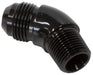 Aeroflow Performance Black Finish 45° NPT to AN Full Flow Adapter 1/4" to -6AN AF523-06BLK Autofit