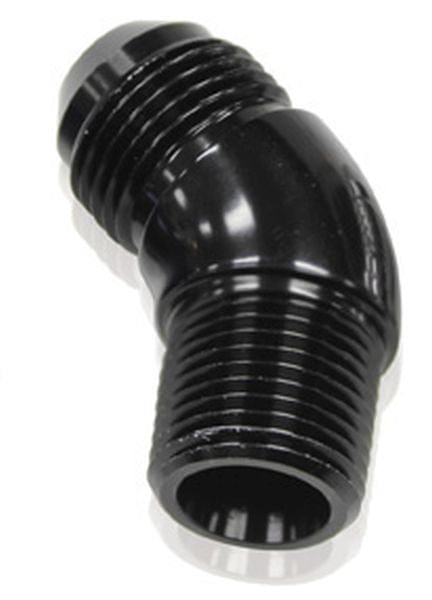 Aeroflow Performance Black Finish 45° NPT to AN Full Flow Adapter 1/8" to -3AN AF523-03BLK Autofit