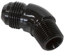 Aeroflow Performance Black Finish 45° NPT to AN Full Flow Adapter 3/8" to -10AN AF523-10-06BLK Autofit