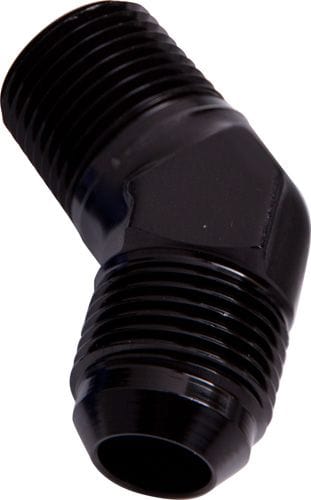 Aeroflow Performance Black Finish 45° NPT to Male Flare Adapter 1/2" to -10AN AF823-10BLK Autofit
