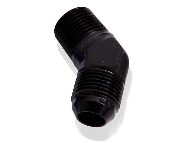 Aeroflow Performance Black Finish 45° NPT to Male Flare Adapter 3/8" to -6AN AF823-06-06BLK Autofit