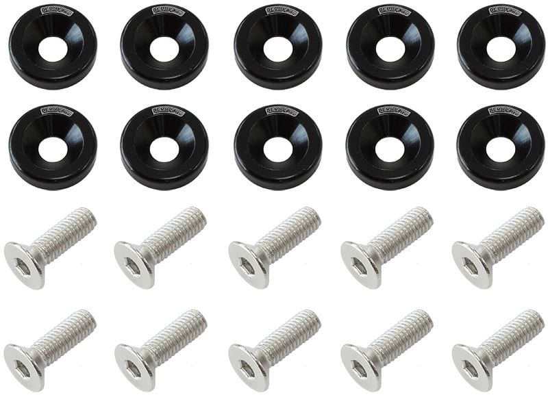 Aeroflow Performance Black Finish 5/16" Billet Dress-Up / Fender Bolt Kit (10 pack) AF64-4371BLK Autofit