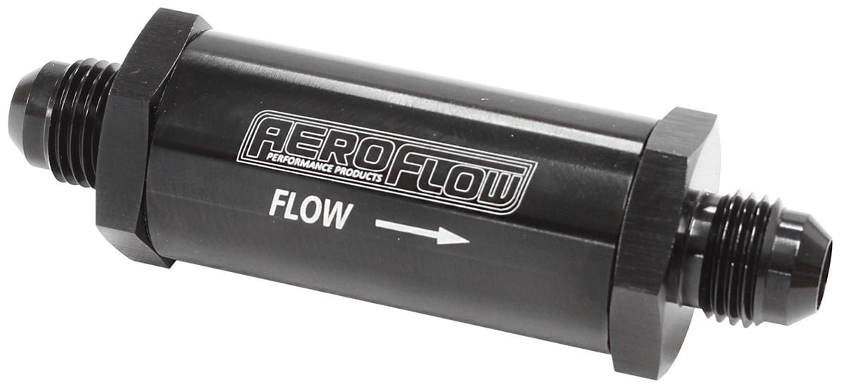 Aeroflow Performance Black Finish -6AN Turbo Inline Oil Filter 30 Micron AF607-06BLK Autofit