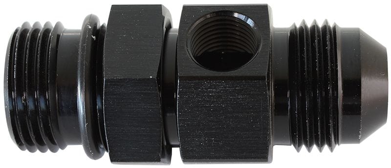 Aeroflow Performance Black Finish -6ORB to -6AN Extension with 1/8" Port AF904-06BLK Autofit