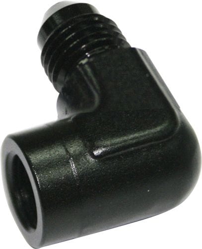 Aeroflow Performance Black Finish 90° Female NPT to Male AN Adapter 1/8" to -3AN AF373-03BLK Autofit