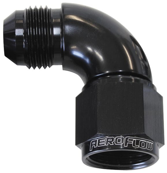 Aeroflow Performance Black Finish 90° Full Flow Female/Male Flare Swivel -3AN AF543-03BLK Autofit