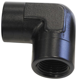 Aeroflow Performance Black Finish 90° NPT Female Adapter - 1/4" AF913-04BLK Autofit