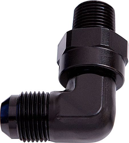 Aeroflow Performance Black Finish 90° NPT Swivel to Male AN Flare Adapter 1/2" to -8AN AF922-08-08BLK Autofit