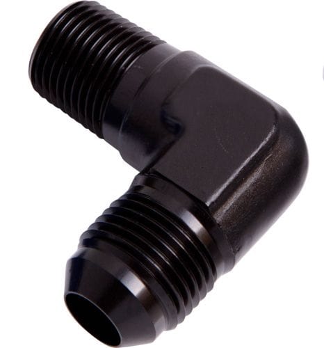 Aeroflow Performance Black Finish 90° NPT to Male Flare Adapter 1/8" to -6AN AF822-06-02BLK Autofit