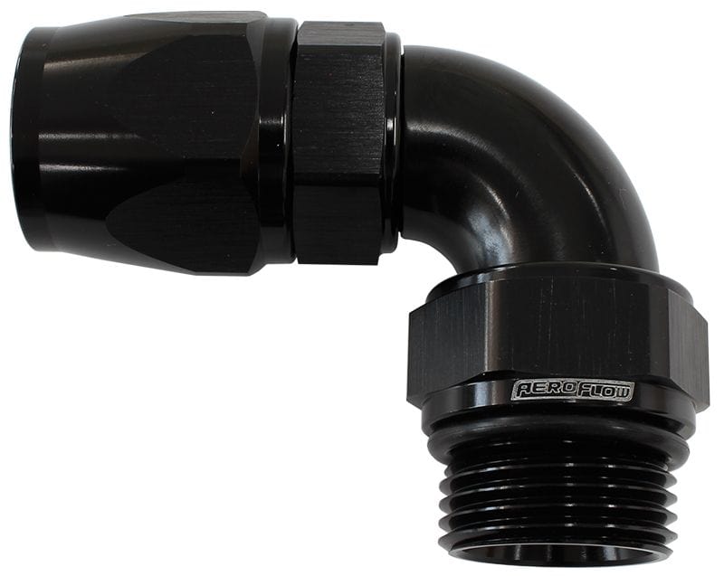 Aeroflow Performance Black Finish 90° ORB Male Swivel PTFE (Teflon®) Hose End -10 ORB to -10AN AF583-10-10DBLK Autofit