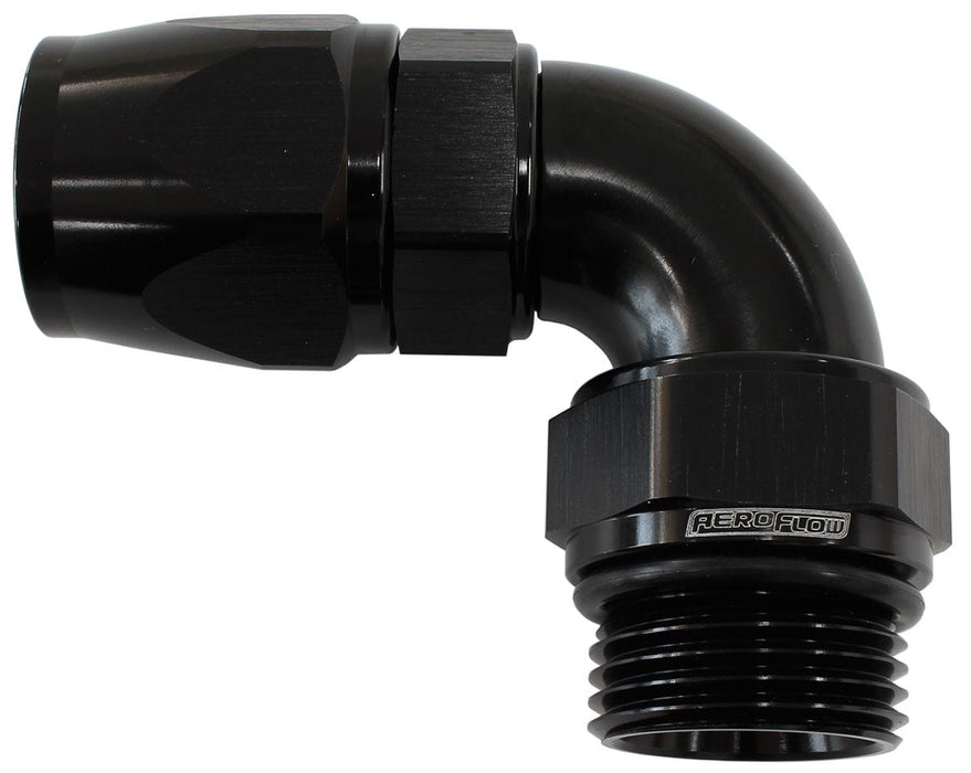 Aeroflow Performance Black Finish 90° ORB Male Swivel PTFE (Teflon®) Hose End -6 ORB to -6AN AF583-06-06DBLK Autofit