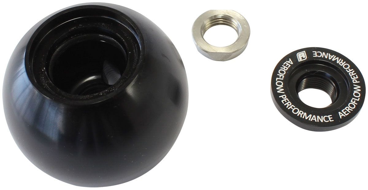 Aeroflow Performance Black Finish Bang Shift Billet Round Gear Knob with Bare Button Boss  AF72-9905BLK Autofit