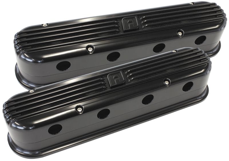 Aeroflow Performance Black Finish Billet Aluminium Retro 2-Piece LS Valve Covers AF64-4110BLK Autofit