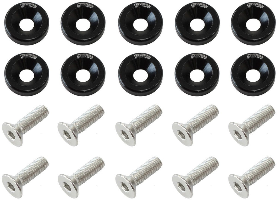 Aeroflow Performance Black Finish Billet Dress-Up/Fender Bolt Kit M8 x 1.25mm (20mm UHL) AF64-4374BLK Autofit