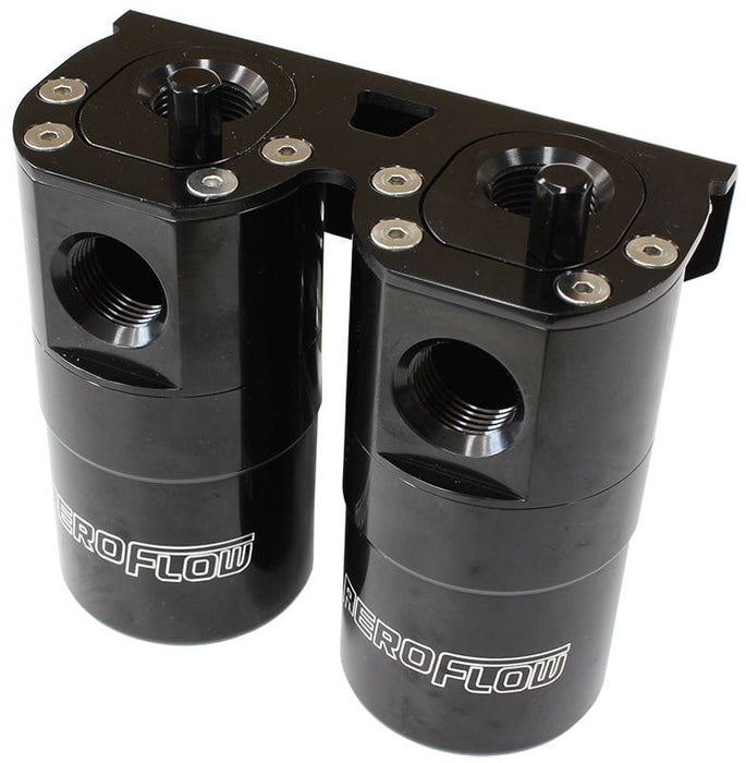Aeroflow Performance Black Finish Billet Universal Dual Air / Oil Separator AF64-4364BLK Autofit