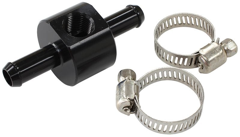 Aeroflow Performance Black Finish Inline 3/8" Barb Adapter with 1/8" Port AF138-06BLK Autofit