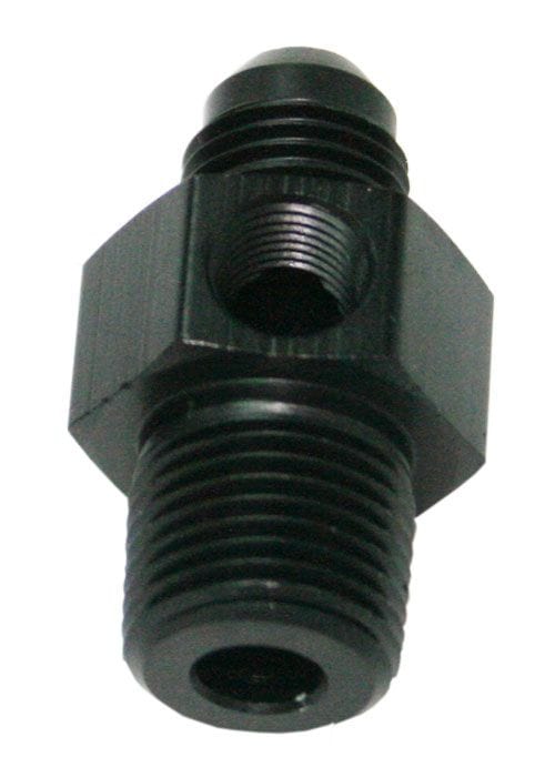 Aeroflow Performance Black Finish Male NPT to Adapter 1/4" to -6AN with 1/8" Port AF139-06-04BLK Autofit