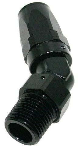 Aeroflow Performance Black Finish. Suit 100 & 450 Series Hose Male NPT Taper Swivel 45° Hose End 1/2" to -8AN AF828-08-08BLK Autofit