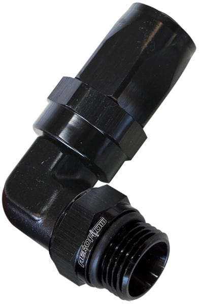 Aeroflow Performance Black Finish. Suit 100 & 450 Series Hose ORB Taper Swivel 90° Hose End -8AN to -6AN AF849-06-08BLK Autofit