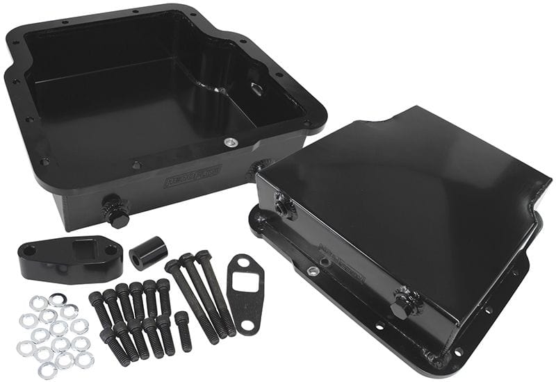 Aeroflow Performance Black Finish. Suit Holden Trimatic 3.25" Deep Fabricated Transmission Pan including Filter Extension AF72-3005BLK Autofit