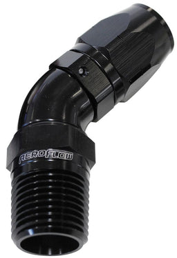 Aeroflow Performance Black Finish. Suits 100 & 450 Series Hose 45° Male NPT Full Flow Swivel Hose End 1/2" to -8AN AF528-08-08BLK Autofit