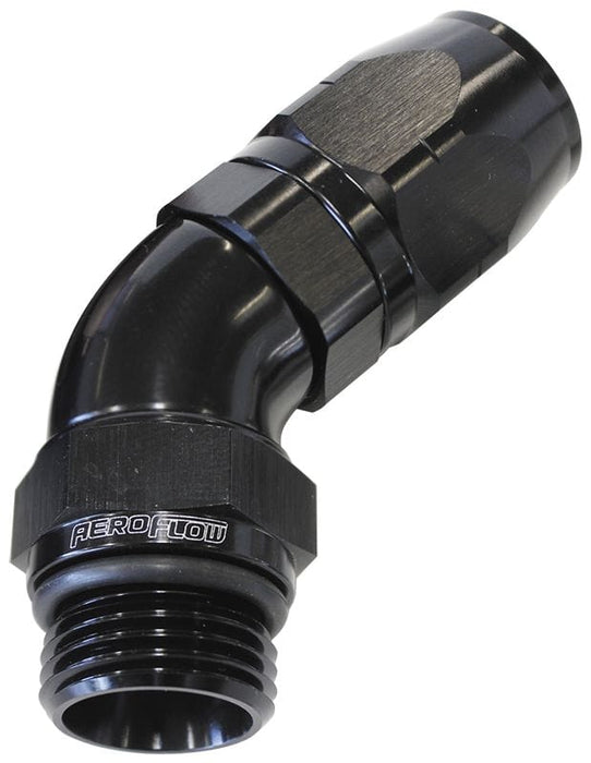 Aeroflow Performance Black Finish. Suits 100 & 450 Series Hose 45° Male ORB Full Flow Swivel Hose End -12 ORB to -12AN AF544-12-12BLK Autofit