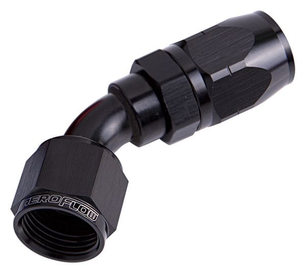 Aeroflow Performance Black Finish. Suits 100 & 450 Series Hose 500 Series Cutter Swivel 45° Hose End -20AN AF502-20BLK Autofit