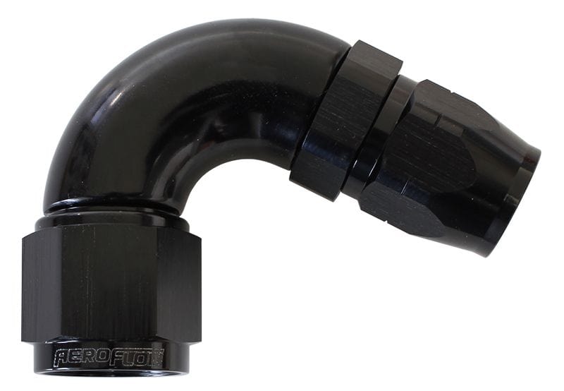 Aeroflow Performance Black Finish. Suits 100 & 450 Series Hose 550 Series Cutter Style One Piece Swivel 120° Stepped Hose End -10AN to -12 Hose Autofit